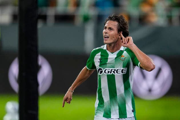 August 21, 2026, Sevilla, Sevilla, Spain: Rodrigo Riquelme of Real Betis Balompie celebrates a goal during the Spanish league, LaLiga EA Sports, football match played between Real Betis and Real Sociedad at La Cartuja stadium on August 21, 2026, in Sevilla, Spain. Sevilla Spain - ZUMAa181 20260821_zaa_a181_196 Copyright: xJoaquinxCorcherox