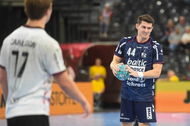 Handball I Herren I Saison 2026-2027 I Jacob Cement Cup I Vorbereitung I SG Flensburg-Handewitt - Lugi Lund I 21.08.2026 Aymeric Minne (44, SG Flensburg-Handewitt) *** Handball I Men I 2026–2027 Season I Jacob Cement Cup I Preseason I SG Flensburg Handewitt vs. Lugi Lund I August 21, 2026 Aymeric Minne 44, SG Flensburg Handewitt Copyright: xLobeca JanxKirschnerx