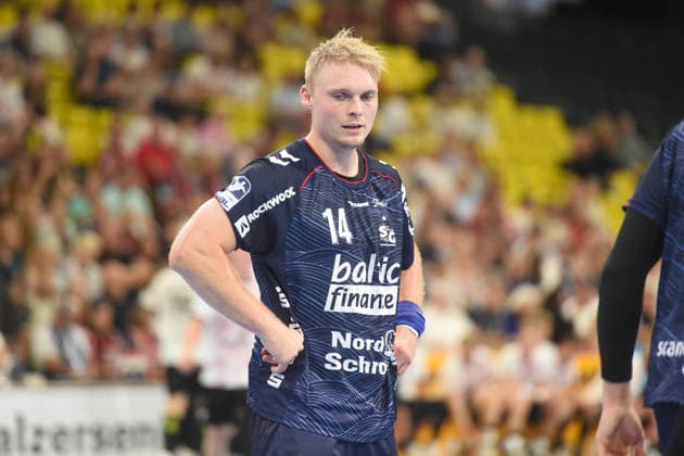 Handball I Herren I Saison 2026-2027 I Jacob Cement Cup I Vorbereitung I SG Flensburg-Handewitt - Lugi Lund I 21.08.2026 Emil Bergholt (14, SG Flensburg-Handewitt) *** Handball I Men s Team I 2026–2027 Season I Jacob Cement Cup I Preseason I SG Flensburg Handewitt vs. Lugi Lund I August 21, 2026 Emil Bergholt 14, SG Flensburg Handewitt Copyright: xLobeca JanxKirschnerx