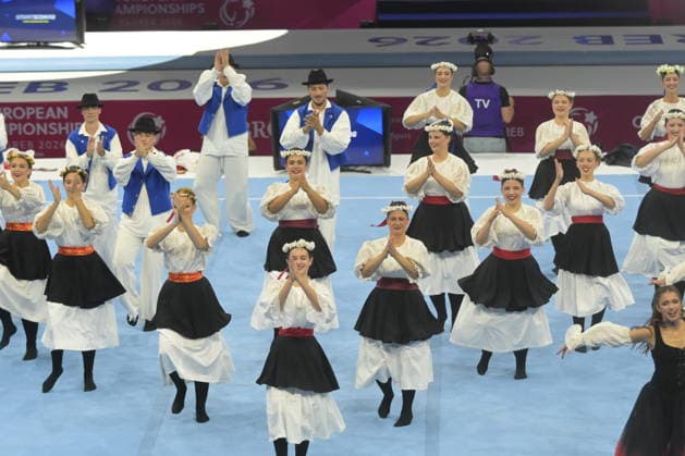 37th EUROPEAN MEN S ARTISTIC GYMNASTICS (Apparatus Final) 2026, Floor, Arena Zagreb, Zagreb, Croatia, 21.08.2026 OPEN CEREMONY (Baby Lasagna) and Folklorni ansambl Ivan Ivancan 37th EUROPEAN MEN S ARTISTIC GYMNASTICS (Apparatus Final) 2026, Floor, Arena Zagreb, Zagreb, Croatia, 21.08.2026 *** 37th European Men s Artistic Gymnastics Apparatus Final 2026, Floor, Arena Zagreb, Zagreb, Croatia, August 21, 2026 OPENING CEREMONY Baby Lasagna and Folklorni ansambl Ivan Ivancan 37th EUROPEAN MEN S ARTISTIC GYMNASTICS Apparatus Final 2026, Floor, Arena Zagreb, Zagreb, Croatia, August 21, 2026 Copyright: xBEAUTIFULxSPORTS Stanusicx