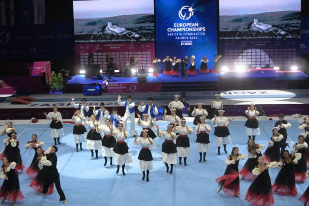 37th EUROPEAN MEN S ARTISTIC GYMNASTICS (Apparatus Final) 2026, Floor, Arena Zagreb, Zagreb, Croatia, 21.08.2026 OPEN CEREMONY (Baby Lasagna) and Folklorni ansambl Ivan Ivancan 37th EUROPEAN MEN S ARTISTIC GYMNASTICS (Apparatus Final) 2026, Floor, Arena Zagreb, Zagreb, Croatia, 21.08.2026 *** 37th European Men s Artistic Gymnastics Apparatus Final 2026, Floor, Arena Zagreb, Zagreb, Croatia, August 21, 2026 OPENING CEREMONY Baby Lasagna and Folklorni ansambl Ivan Ivancan 37th EUROPEAN MEN S ARTISTIC GYMNASTICS Apparatus Final 2026, Floor, Arena Zagreb, Zagreb, Croatia, August 21, 2026 Copyright: xBEAUTIFULxSPORTS Stanusicx