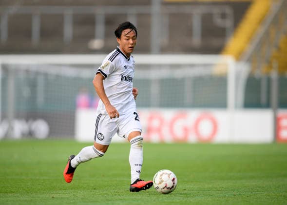 Keita Kosugi (Eintracht Frankfurt) Aktion. Fussball DFB Pokal 1. Runde, SC St. Tönis - Eintracht Frankfurt 0:11, am 21.08.2026 in Krefeld Deutschland. Grotenburg-Stadion *** Keita Kosugi, Eintracht Frankfurt, DFB Cup First Round match, SC St. Tönis vs. Eintracht Frankfurt 0–11, on August 21, 2026, at Grotenburg Stadium in Krefeld, Germany