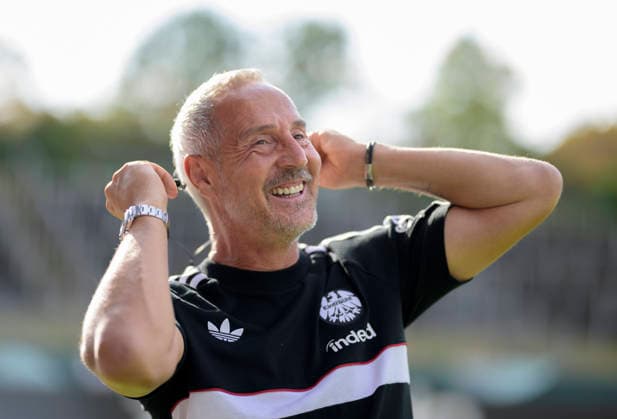 Trainer Adolf Adi Hütter (Eintracht Frankfurt) . Fussball DFB Pokal 1. Runde, SC St. Tönis - Eintracht Frankfurt 0:11, am 21.08.2026 in Krefeld Deutschland. Grotenburg-Stadion *** Coach Adolf Adi Hütter, Eintracht Frankfurt Soccer, DFB Cup First Round, SC St. Tönis vs. Eintracht Frankfurt 0–11, on August 21, 2026, in Krefeld, Germany, at Grotenburg Stadium