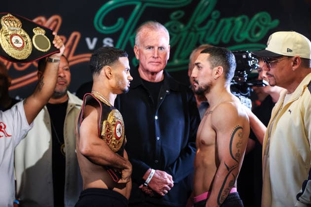 Boxing 2026: Romero Vs Lopez Weigh-In AUG 21 August 21, 2026: (L-R) Rolando Romero and Teofimo Lopez Jr. face-off during weigh-ins before the main event inside the Presidio Ballroom at Park MGM on August 21, 2026 in Las Vegas, NV. Christopher Trim CSM. (Credit Image: Â Christopher Trim Cal Media) Las Vegas Nevada United States of America EDITORIAL USE ONLY Copyright: xx ZUMA-20260821_zma_c04_027.jpg ChristopherxTrimx csmphotothree513252