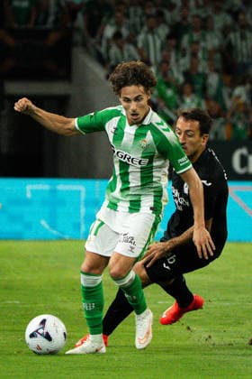 Rodrigo Riquelme and Mikel Oyarzabal seen during LaLiga 2026 27 matchday 2 game between Real Betis Balompie and Real Sociedad de futbol (Marta Lopez Ball Raw Images) Seville Estadio La Cartuja Spain Copyright: xMartaxLopezx MartaLopez_BallRawImages_RealBetis-RealSociedad-124