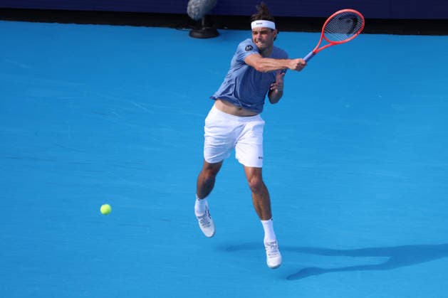August 21, 2026, Mason, Oh, USA: Cincinnati Open Tennis 2026 - Taylor Fritz hits a ball against Brandon Nakashima in the Cincinnati Open Tennis Tournament held in Mason OH. 2026 08 21. ZUMAPress Mason USA - ZUMAn24_ 20260821_zaf_n24_188 Copyright: xWallyxNellx