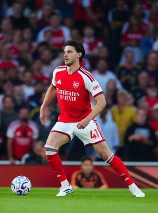 Declan Rice of Arsenal Arsenal v Coventry City, Premier League Football, Football, Emirates Stadium, London, UK - 21 Aug 2026London Emirates Stadium United Kingdom EDITORIAL USE ONLY No use with unauthorised audio, video, data, fixture lists, club league logos or live services. Online in-match use limited to 120 images, no video emulation. No use in betting, games or single club league player publications.  Copyright: xJavierxGarcia Shutterstockx 17111304ff