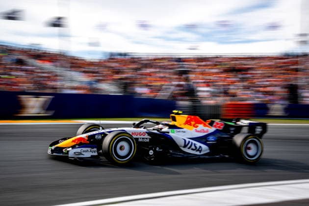 ZANDVOORT, NETHERLANDS: Yuki Tsunoda, racing for the Racing Bulls team during the 2026 Formula 1 Dutch Grand Prix at the Circuit Zandvoort in Zandvoort, Netherlands.