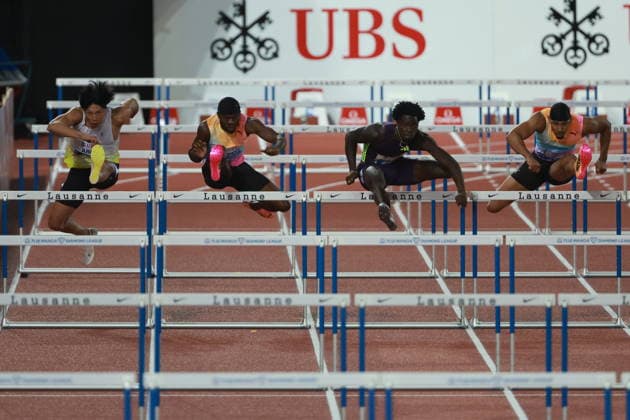 2026 Wanda Diamond League - Athletissima Lausanne THARP Ja Kobe of the United States competes in the 110m hurdles men s final at the 2026 Wanda Diamond League Lausanne meeting at the Stade Olympique de la Pontaise in Lausanne, Switzerland, on August 21, 2026. Lausanne Vaud Switzerland  Copyright: xRemyxGrosx originalFilename:gros-110mhurd260821_np92a.jpg