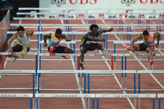 2026 Wanda Diamond League - Athletissima Lausanne THARP Ja Kobe of the United States competes in the 110m hurdles men s final at the 2026 Wanda Diamond League Lausanne meeting at the Stade Olympique de la Pontaise in Lausanne, Switzerland, on August 21, 2026. Lausanne Vaud Switzerland  Copyright: xRemyxGrosx originalFilename:gros-110mhurd260821_np55D.jpg