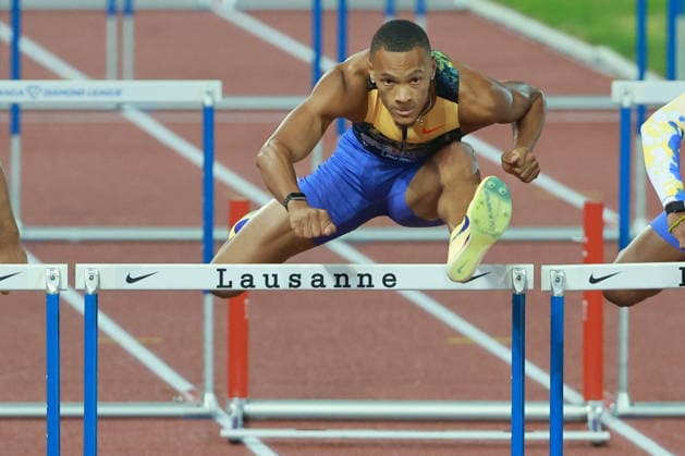 2026 Wanda Diamond League - Athletissima Lausanne Jamal Britt of the United States competes in the 110m hurdles during the 2026 Wanda Diamond League Lausanne meeting at the Stade Olympique de la Pontaise in Lausanne, Switzerland, on August 21, 2026. Lausanne Vaud Switzerland  Copyright: xRemyxGrosx originalFilename:gros-110mhurd260821_np3WK.jpg