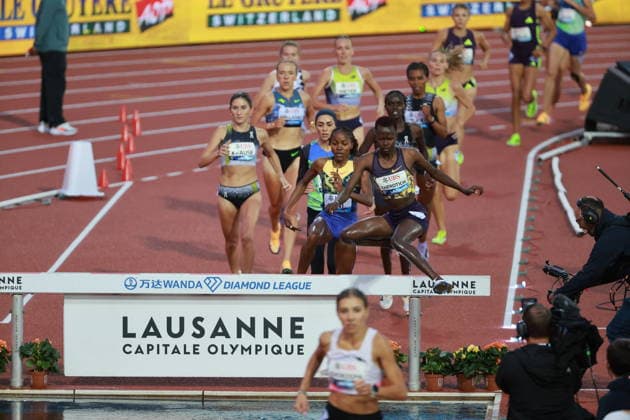 2026 Wanda Diamond League - Athletissima Lausanne Faith Cherotich of Kenya competes in the 3000m steeplechase women s race at the 2026 Wanda Diamond League Lausanne meeting at the Stade Olympique de la Pontaise in Lausanne, Switzerland, on August 21, 2026. Lausanne Vaud Switzerland  Copyright: xRemyxGrosx originalFilename:gros-3000mste260821_npLmr.jpg