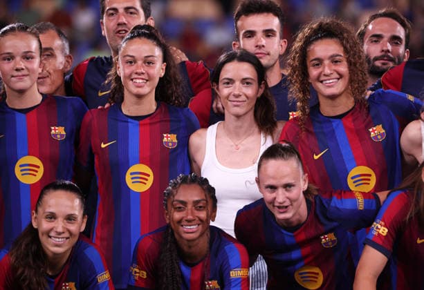 FC Barcelona, Barca Femeni v Brighton & Hove Albion Women - Joan Gamper Trophy Aitana Bonmati stands among her teammates at the end of the match between FC Barcelona Femeni and Brighton and Hove Albion Women Football Club, the fifth edition of the Joan Gamper Women Trophy, at the Johan Cruyff Stadium in Barcelona, on August 21, 2026. Barcelona Barcelona Spain  Copyright: xUrbanandsportx originalFilename:urbanandsport-fcbarcel260821_npZnP.jpg