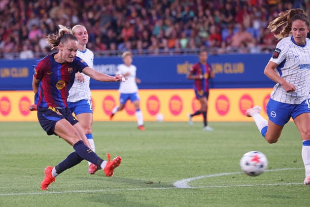 FC Barcelona, Barca Femeni v Brighton & Hove Albion Women - Joan Gamper Trophy Caroline Graham Hansen plays during the match between FC Barcelona Femeni and Brighton and Hove Albion Women Football Club, corresponding to the fifth edition of the Joan Gamper Women Trophy, at the Johan Cruyff Stadium in Barcelona, on August 21, 2026. Barcelona Barcelona Spain  Copyright: xUrbanandsportx originalFilename:urbanandsport-fcbarcel260821_npgkl.jpg