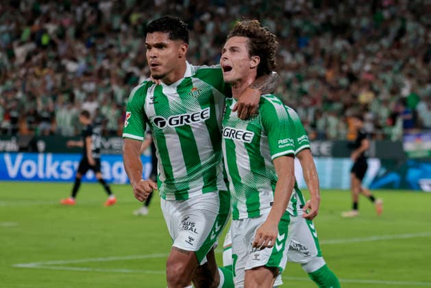 Real Betis Balompie v Real Sociedad - LaLiga EA Sports 2026 27 Rodrigo Riquelme of Real Betis celebrates a goal during the La Liga EA Sports match between Real Betis and Real Sociedad at Stadium La Cartuja in Seville, Spain, on August 21, 2026. Seville Spain  Copyright: xJosexLuisxContrerasx originalFilename:joseluiscontreras-realbeti260821_npOrn.jpg