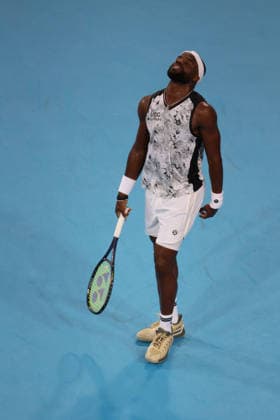 August 21, 2026, Mason, Oh, USA: Cincinnati Open Tennis 2026 - Frances Tiafoe expresses emotion after losing a point against Lorenzo Musetti in the Cincinnati Open Tennis Tournament held in Mason OH. 2026 08 21. ZUMAPress Mason USA - ZUMAn24_ 20260821_zaf_n24_258 Copyright: xWallyxNellx