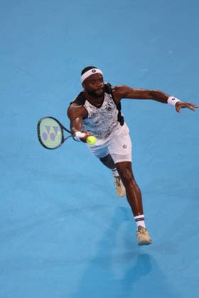 August 21, 2026, Mason, Oh, USA: Cincinnati Open Tennis 2026 - Frances Tiafoe plays a ball against Lorenzo Musetti in the Cincinnati Open Tennis Tournament held in Mason OH. 2026 08 21. ZUMAPress Mason USA - ZUMAn24_ 20260821_zaf_n24_260 Copyright: xWallyxNellx