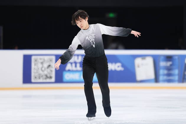 XI AN, CHINA - AUGUST 22: Louie Fukuda-Wu of Chinese Taipei performs in the Junior Men - Free Skating on day 3 of the ISU Figure skating, Eiskunstlauf Junior Grand Prix Xi an 2026 on August 22, 2026 in Xi an, Shaanxi Province of China.  Copyright: xVCGx 111661409693