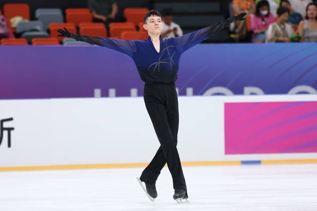 XI AN, CHINA - AUGUST 22: Davide Tomas of Italy performs in the Junior Men - Free Skating on day 3 of the ISU Figure skating, Eiskunstlauf Junior Grand Prix Xi an 2026 on August 22, 2026 in Xi an, Shaanxi Province of China.  Copyright: xVCGx 111661416461