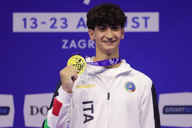 Gabriele Targhetta, ITA, after seniors pommels final at 2026 Europeans in Zagreb; 21 08 2026; *** Gabriele Targhetta, ITA, after the senior pommel horse final at the 2026 European Championships in Zagreb on August 21, 2026 