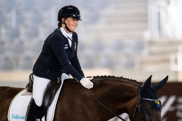 260822 Lena Malmström of Sweden with horse Fabulous Fidelie celebrates after competing in the Para Dressage Grand Prix B Team Final Grade (V & IV) during day 12 of the 2026 FEI World Championships on August 22, 2026 in Aachen. Photo: Emma Wallskog BILDBYRAN kod EW EW0696 ridsport equestrian rid-vm 2026 2026 fei world championships bbeng ridsport-vm dressyr dressage para dressage paradressyr parasport jubel *** August 22, 2026: Lena Malmström of Sweden, riding Fabulous Fidelie, celebrates after competing in the Para Dressage Grand Prix B Team Final, Grade V IV, on Day 12 of the 2026 FEI World Championships, 2026 in Aachen. Photo by Emma Wallskog. BILDBYRAN code EW EW0696 equestrian sports riding 2026 World Championships 2026 FEI World Championships BBENG equestrian sports World Championships dressage para dressage parasports celebration  Copyright: EMMAxWALLSKOG BB260822EW004