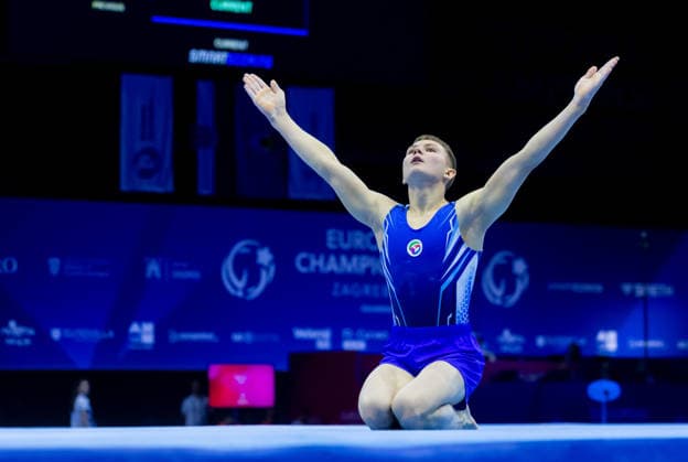 ZAGREB, CROATIA, AUGUST 22: Tsimur Kartashou (WG1) in action during the men™s qualifications at the European Gymnastics Championships. Croatia Copyright: xBEAUTIFULxSPORTS vanxdenxBroekx