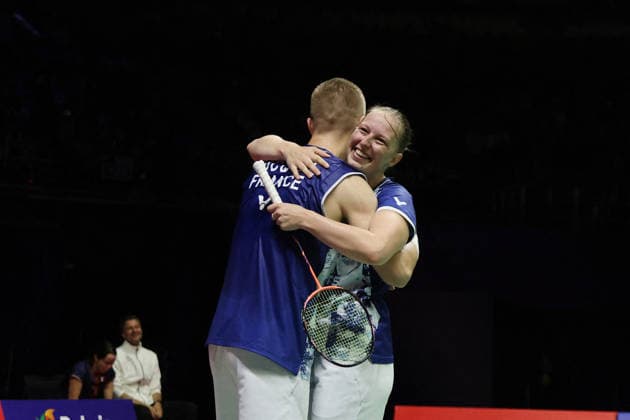 French Team qualified for final at Badminton Championship - Delhi Thom Gicquel of France and Delphine Delrue of France in action during the BWF World Championships 2026 at Indira Gandhi Indoor Stadium, in New Delhi on August 22, 2026. Photo by Anshuman Akash New Delhi India  Copyright: xAkashxAnshuman ABACAx
