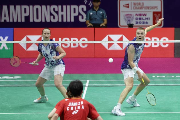 French Team qualified for final at Badminton Championship - Delhi Thom Gicquel of France and Delphine Delrue of France in action during the BWF World Championships 2026 at Indira Gandhi Indoor Stadium, in New Delhi on August 22, 2026. Photo by Anshuman Akash New Delhi India  Copyright: xAkashxAnshuman ABACAx