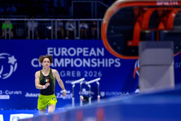 2026 Men s Artistic European Gymnastics Championships, Arena Zagreb, Zagreb, Croatia 22 8 2026 Junior Vault Final Ireland™s Finlay Hazelton Finlay Hazelton 22 8 2026  Copyright: xx 0NIK7116