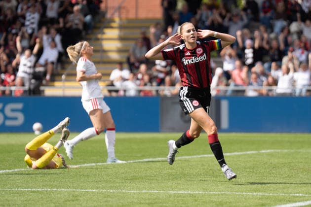 22.08.2026, xhfmx, Fussball Google Pixel Frauen-Bundesliga, Eintracht Frankfurt - 1.FC Köln Laura Freigang (Eintracht Frankfurt, Rückennummer 10) bejubelt Ihren Treffer gegen den 1.FC Köln um 1:0. Tor, Goal, Jubel, Celebration Frankfurt am Main *** August 22, 2026, xhfmx, Soccer, Google Pixel, Women s Bundesliga, Eintracht Frankfurt, 1. FC Köln, Laura Freigang (Eintracht Frankfurt), No. 10, celebrates her goal against 1. FC Köln (1–0), Goal, Celebration, Frankfurt am Main