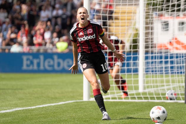 22.08.2026, xhfmx, Fussball Google Pixel Frauen-Bundesliga, Eintracht Frankfurt - 1.FC Köln Laura Freigang (Eintracht Frankfurt, Rückennummer 10) bejubelt Ihren Treffer gegen den 1.FC Köln um 1:0. Tor, Goal, Jubel, Celebration Frankfurt am Main *** August 22, 2026, xhfmx, Soccer, Google Pixel, Women s Bundesliga, Eintracht Frankfurt, 1. FC Köln, Laura Freigang (Eintracht Frankfurt), No. 10, celebrates her goal against 1. FC Köln (1–0), Goal, Celebration, Frankfurt am Main