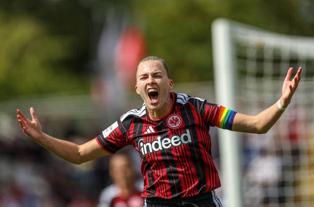 GER, Frankfurt, Eintracht Frankfurt vs 1. FC Köln, Google Pixel Frauen Bundesliga, Fussball, DFB, Spielzeit 2026 2027, Stadion am Brentanobad, 1. Spieltag im Bild: Laura Freigang (Eintracht Frankfurt Frauen 10) erzielt das 1:0, Tor, Jubel und Freude, Emotionen DFB DFL REGULATIONS PROHIBIT ANY USE OF PHOTOGRAPHS AS IMAGE SEQUENCES AND OR QUASI-VIDEO, 22.08.2026 *** GER, Frankfurt, Eintracht Frankfurt vs. 1. FC Köln, Google Pixel Women s Bundesliga, Soccer, DFB, 2026–2027 Season, Stadion am Brentanobad, Matchday 1 in Pictures: Laura Freigang of Eintracht Frankfurt Women s Team 10 scores the 1–0 goal, Celebration and joy, emotions. DFB and DFL regulations prohibit any use of photographs as image sequences and or quasi-video. August 22, 2026 Copyright: HMBxMedia HendrikxHamelau
