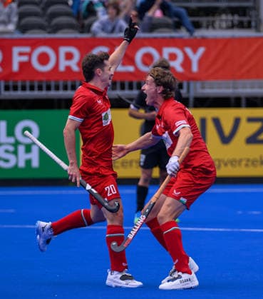Hockey World Cup Day Eight Wales celebrate scoring against New Zealand during the Pool G classification match in the 2026 FIH Hockey World Cup at Wagener Stadium, Amstelveen 22 08 2026 UK Newspapers OUT Copyright: xGraemexWilcocksonx FIL-23820-0016