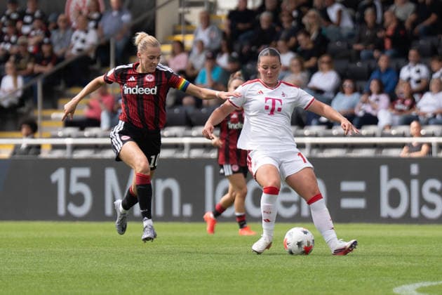 22.08.2026, xhfmx, Fussball Google Pixel Frauen-Bundesliga, Eintracht Frankfurt - 1.FC Köln v.l. Laura Freigang (Eintracht Frankfurt, Rückennummer 10), Amelie Bohnen (1. FC Köln, Rückennummer 15) Frankfurt am Main *** August 22, 2026, xhfmx, Soccer Google Pixel Women s Bundesliga, Eintracht Frankfurt vs. 1. FC Köln, Laura Freigang (Eintracht Frankfurt, jersey number 10), Amelie Bohnen (1. FC Köln, jersey number 15), Frankfurt am Main