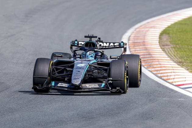 ZANDVOORT - George Russell from Great Britain and driver for Mercedes-AMG PETRONAS F1 Team during the sprint race of the Formula 1 Heineken Dutch Grand Prix at Circuit Zandvoort on August 22, 2026 in Zandvoort, the Netherlands. MARCEL TER BALS ANP xVIxANPxSportx xMarcelxterxBalsxIVx 565995573 originalFilename: 565995573.jpg