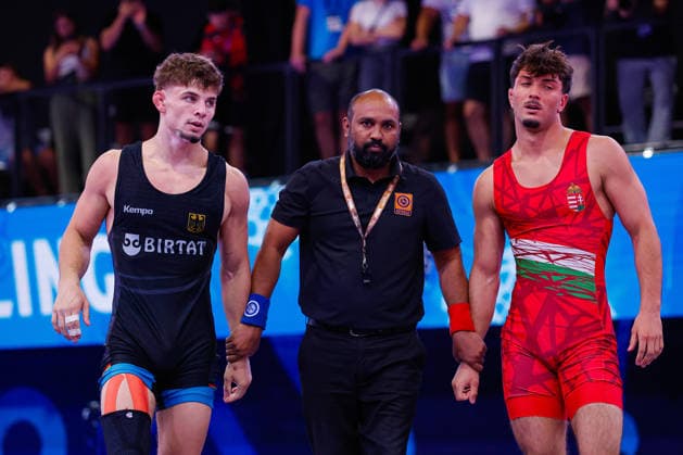 U20 World Championships 74kg FS - Manuel Wagin (GER) df. Mate Bendeguz Varga (HUN) *** U20 World Championships, 74 kg Freestyle: Manuel Wagin (GER) def. Mate Bendeguz Varga (HUN) Copyright: xKostadinxAndonovx