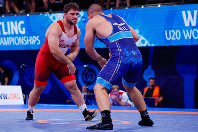 U20 World Championships 97kg FS - Rodion Sanakoev (RUS) df. Valentin Petrov Borisov (BUL) *** U20 World Championships, 97 kg Freestyle: Rodion Sanakoev (RUS) defeated Valentin Petrov Borisov (BUL) Copyright: xKostadinxAndonovx
