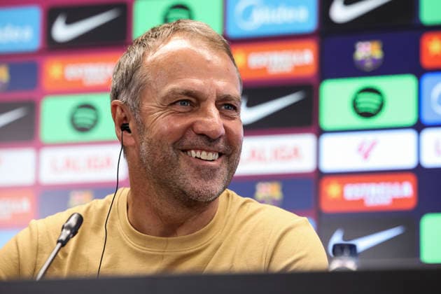 August 22, 2026, Sant Joan Despi, Barcelona, Spain: Hansi Flick, head coach of FC Barcelona, Barca attends his press conference, PK, Pressekonferenz during the training day of FC Barcelona ahead the Spanish League, LaLiga EA Sports, football match against Elche CF at Ciudad Esportiva Joan Gamper on August 22, 2026 in Sant Joan Despi, Barcelona, Spain. Sant Joan Despi Spain - ZUMAa181 20260822_zaa_a181_095 Copyright: xJavierxBorregox