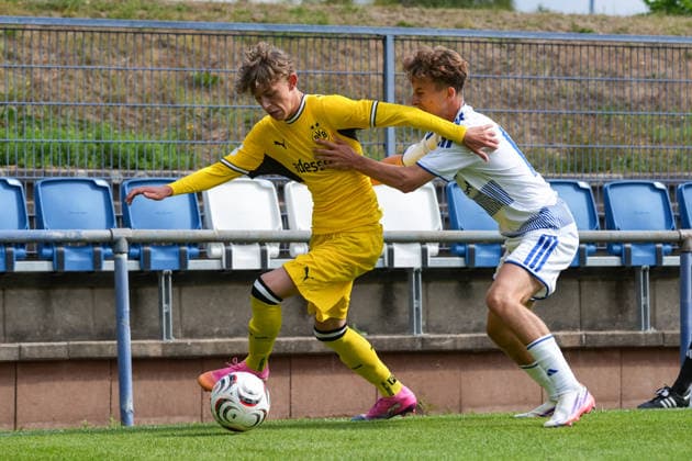 Samstag, 22.08.2026 Saison 2026 2027 3. Spieltag U17, U 17 DFB Nachwuchsliga Vorrunde Gruppe G im BSA Westender Straße, Duisburg, Germany. MSV Duisburg U17 - BV Borussia Dortmund U17. Janis Tunkel (BVB) *** Saturday, August 22, 2026 2026–2027 Season, Matchday 3, U17 DFB Youth League, Preliminary Round, Group G, at BSA Westender Straße, Duisburg, Germany MSV Duisburg U17 vs. BV Borussia Dortmund U17 Janis Tunkel (BVB)