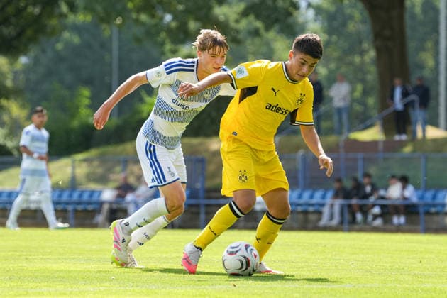 Samstag, 22.08.2026 Saison 2026 2027 3. Spieltag U17, U 17 DFB Nachwuchsliga Vorrunde Gruppe G im BSA Westender Straße, Duisburg, Germany. MSV Duisburg U17 - BV Borussia Dortmund U17. Nikola Jekic (BVB) *** Saturday, August 22, 2026 2026–2027 Season, Matchday 3, U17 DFB Youth League Preliminary Round, Group G, at BSA Westender Straße, Duisburg, Germany MSV Duisburg U17 vs. BV Borussia Dortmund U17 Nikola Jekic BVB