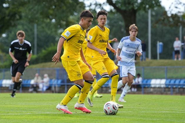 Samstag, 22.08.2026 Saison 2026 2027 3. Spieltag U17, U 17 DFB Nachwuchsliga Vorrunde Gruppe G im BSA Westender Straße, Duisburg, Germany. MSV Duisburg U17 - BV Borussia Dortmund U17. Nikola Jekic (BVB) *** Saturday, August 22, 2026 2026–2027 Season Matchday 3 U17 DFB Youth League Preliminary Round Group G at BSA Westender Straße, Duisburg, Germany MSV Duisburg U17 vs. BV Borussia Dortmund U17 Nikola Jekic BVB