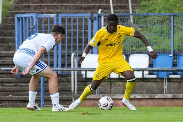 Samstag, 22.08.2026 Saison 2026 2027 3. Spieltag U17, U 17 DFB Nachwuchsliga Vorrunde Gruppe G im BSA Westender Straße, Duisburg, Germany. MSV Duisburg U17 - BV Borussia Dortmund U17. Hamzath Mohamadou (BVB) *** Saturday, August 22, 2026; 2026–2027 Season; Matchday 3; U17 DFB Youth League; Preliminary Round; Group G; at BSA Westender Straße, Duisburg, Germany; MSV Duisburg U17 vs. BV Borussia Dortmund U17; Hamzath Mohamadou; BVB
