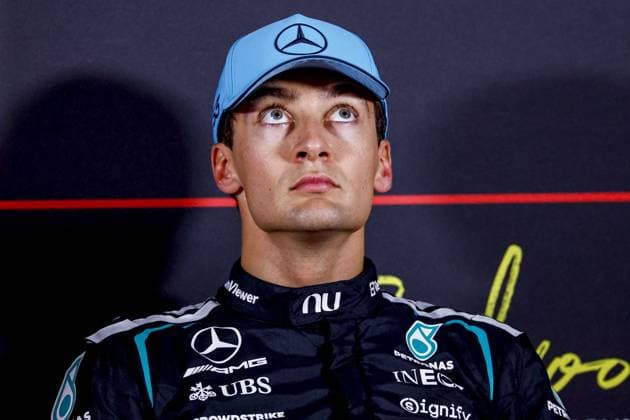 ZANDVOORT - winner, George Russell from Great Britain and driver for Mercedes-AMG PETRONAS F1 Team during the press conference, PK, Pressekonferenz after the Formula 1 Heineken Dutch Grand Prix sprint race at Circuit Zandvoort on August 22, 2026 in Zandvoort, the Netherlands. MARCEL TER BALS ANP xVIxANPxSportx xMarcelxterxBalsxIVx 565998017 originalFilename: 565998017.jpg