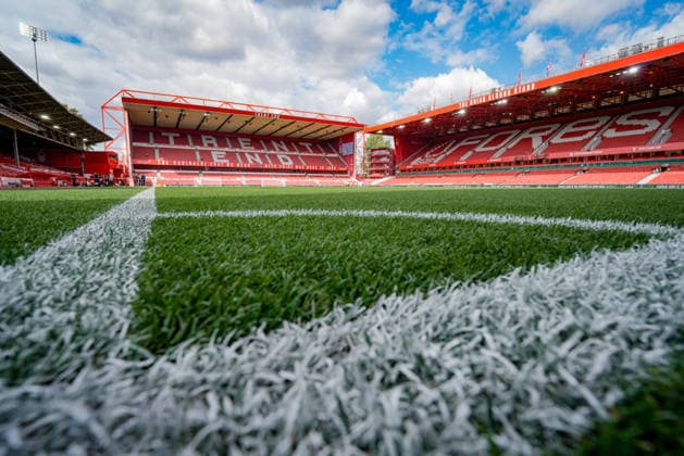 Premier League: Nottingham Forest v Leeds United A general view of the pitch and stands prior to kick off during the Premier League match Nottingham Forest vs Leeds United at City Ground, Nottingham, United Kingdom on 22 August 2026 (Photo by Maynard Manyowa News Images) Nottingham City Ground Nottinghamshire United Kingdom Copyright: xMaynardxManyowa NewsxImagesx
