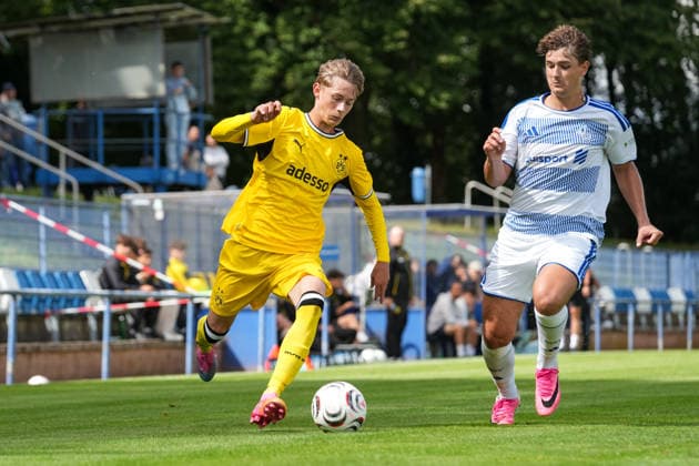 Samstag, 22.08.2026 Saison 2026 2027 3. Spieltag U17, U 17 DFB Nachwuchsliga Vorrunde Gruppe G im BSA Westender Straße, Duisburg, Germany. MSV Duisburg U17 - BV Borussia Dortmund U17. Janis Tunkel (BVB) *** Saturday, August 22, 2026 2026–2027 Season, Matchday 3, U17 DFB Youth League Preliminary Round, Group G, at BSA Westender Straße, Duisburg, Germany MSV Duisburg U17 vs. BV Borussia Dortmund U17 Janis Tunkel BVB