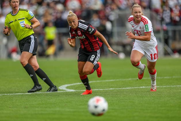 GER, Frankfurt, Eintracht Frankfurt vs 1. FC Köln, Google Pixel Frauen Bundesliga, Fussball, DFB, Spielzeit 2026 2027, Stadion am Brentanobad, 1. Spieltag im Bild: Hanna Bennison (Eintracht Frankfurt Frauen 8) DFB DFL REGULATIONS PROHIBIT ANY USE OF PHOTOGRAPHS AS IMAGE SEQUENCES AND OR QUASI-VIDEO, 22.08.2026 *** GER, Frankfurt, Eintracht Frankfurt vs. 1. FC Köln, Google Pixel Women s Bundesliga, Soccer, DFB, 2026–2027 Season, Stadion am Brentanobad, Matchday 1 in pictures by Hanna Bennison, Eintracht Frankfurt Women’s Team. DFB and DFL regulations prohibit any use of photographs as image sequences and or quasi-video. August 22, 2026 Copyright: HMBxMedia HendrikxHamelau