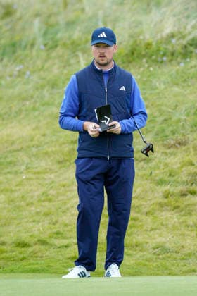 BALMEDIE, SCOTLAND - AUG 22: Richard Mansell (ENG) waits on the second green during Round 3 at the 2026 Nexo Championship at the Trump International Golf Links, Balmedie on August 22, 2026 in Aberdeenshire, Scotland The 2026 Nexo Championship
