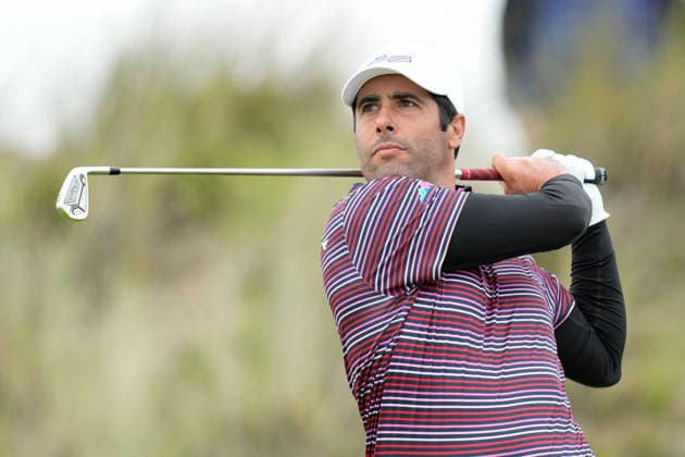 BALMEDIE, SCOTLAND - AUG 22: Adrian Otaegui (RSA) plays from the third tee during Round 3 at the 2026 Nexo Championship at the Trump International Golf Links, Balmedie on August 22, 2026 in Aberdeenshire, Scotland The 2026 Nexo Championship