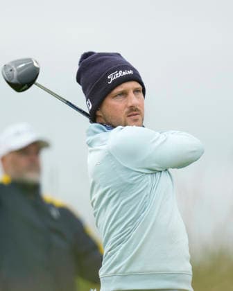 BALMEDIE, SCOTLAND - AUG 22: Lukas Nemecz (AUT) plays from the ninth tee during Round 3 at the 2026 Nexo Championship at the Trump International Golf Links, Balmedie on August 22, 2026 in Aberdeenshire, Scotland The 2026 Nexo Championship
