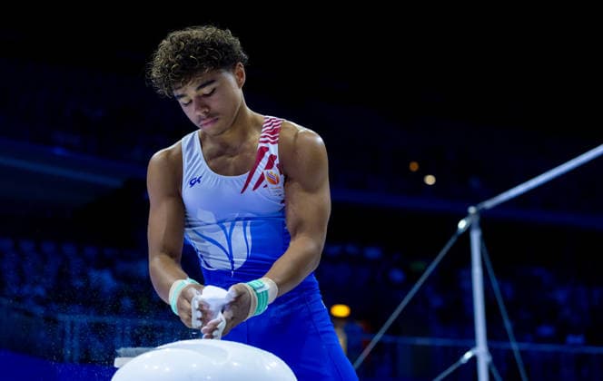 ZAGREB - Jayden Paton in actie tijdens de rekstok finale junioren op de Europese Kampioenschappen. IRIS VAN DEN BROEK ANP Kroatie Copyright: xBEAUTIFULxSPORTS vanxdenxBroekx